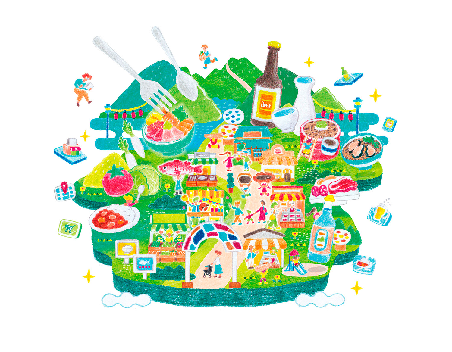 YORIDORI商店街のイラスト